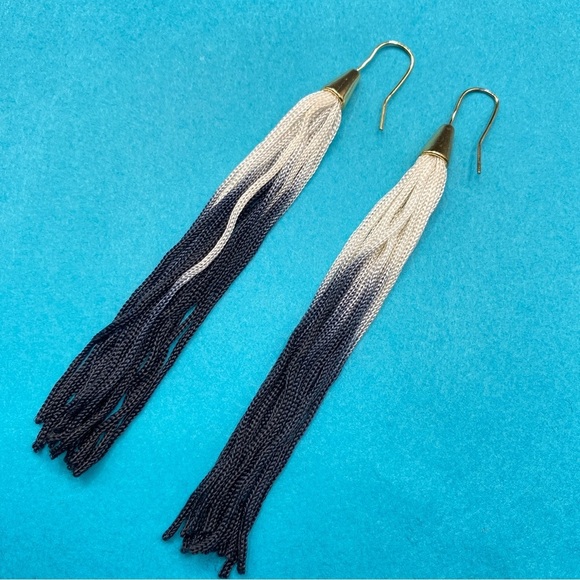Satin Tassel Ombré Long Silky Earrings - Picture 1 of 8